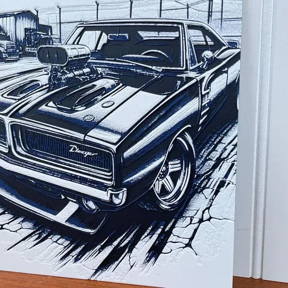 Dodge Charger Wall Art, Wall Art, Hueforge Art Print, Texture… - Picture 3 of 10